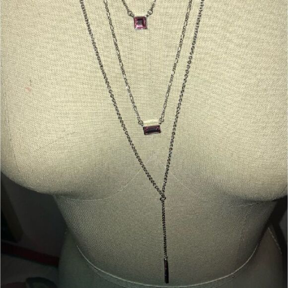 BNWT Nordstrom 3 tier pink stone necklace - Picture 1 of 1